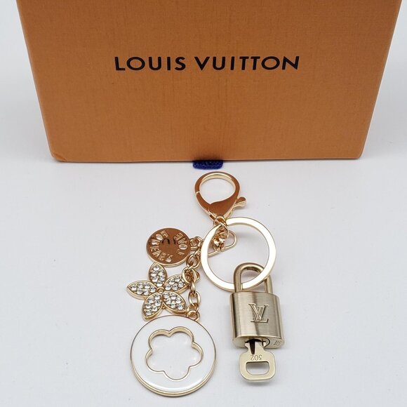 Authentic Louis Vuitton Gold Lock & Box w/ Unbranded Flower Bagcharm - Picture 1 of 9